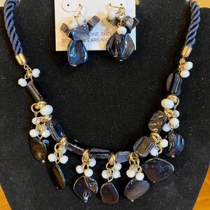 Brand new “Coral Bay” necklace and matching earring set Blue 16”